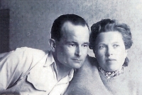 With her husband, 1953