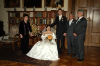 Second wedding of the daughter (from left: mother Věra, bride Věra, groom Petr, his father and father of the bride František Ludík), 2005