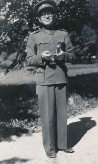 Father Walter Feldstein serving in the military in Trenčín, 1937