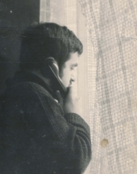 Petr Feldstein in the Student editorial office, Senovážná Street, 1965