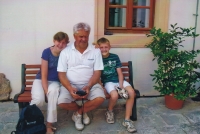 With grandchildren Barbora and Marek on a trip to their native Přerov, 2009