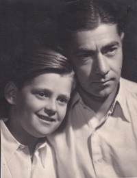 With his father after his return from prison in Jáchymov, 1952. The photograph was sent to his mother in the prison in Želiezovce