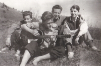 Karel Krška on the right with his classmates from high school in Mikulov