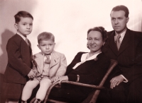 M. Buben with parents and brother, 1948