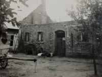 Svatopluk Morávka's birthplace in Mikulčice after the Soviet bombing