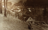 Part of Nekor, on the bottom right you can see the construction of a barrier against German troops, spring 1945