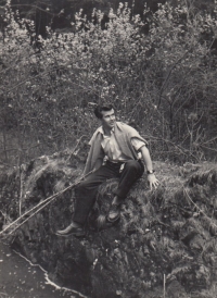 Jiří Cimrman somewhere between Plešnice and Bubno, 1950s