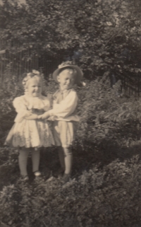 Marie Sobolová with her brother Stanislav, ca. mid-1940s