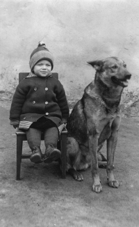 Jitka Čampulová with dog Lexa,1929