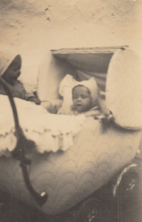 Marie Sobolová with her brother, probably 1943