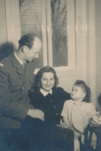 Parents Jan Hostovský and Hana Hostovská with little Hana, c. 1947