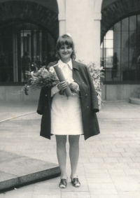 Hana Přikrylová at her graduation in Karolinum, 1969