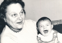 Mother Vlasta Gallerová with her grandson, 1974