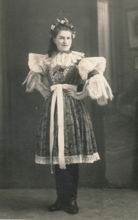 Mum in a traditional costume sang for Ludvík Svoboda in 1945