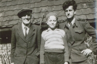 Grandfather František Němeček from Javorník with his grandchildren, on the right Jaromír Němeček