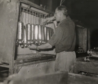 Father in a glass factory in Vsetín, undated