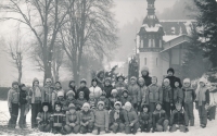 Lýdia Mamulová as an educator at an outdoor school, 1985