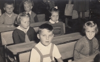 Lidmila in the first class (in the second bench, sitting on the left), 1958