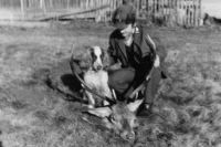 Václav Myslivec with a hunted deer in 1984