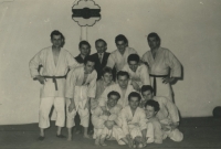 Judo club in Pardubice, Václav Němeček on the right, mid fifties