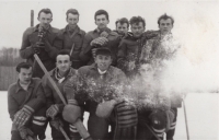 Květoslav Šrámek with friends at the hockey