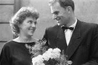 With her future husband Miloš Živný during his graduation at the Czech Technical University, 1960