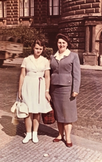 Dobromila Šebestová with Dobromila Konárková in Prague-Florenc, 1966