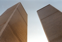 Under the then existing skyscrapers of the World Trade Center in New York, 1993