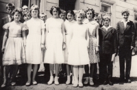 Confirmation in Valeč, Helena Bobková on the left