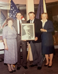 Jan Tomeček (second from left) with friends during the celebration of the 80th anniversary of Czechoslovakia, New York, 1988