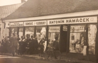 The house in Milevsko where Dobromila Hamáčková-Konárková grew up; her parents the Hamáčeks ran a shop there, 1920s