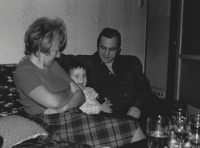 With wife and son, early 80s