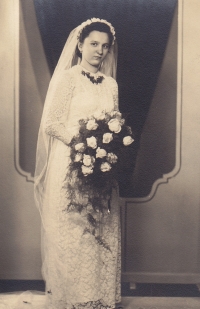 Marie Burkotová as a bride