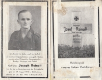 Notification of the death of grandfather Josef Reinelt in 1942