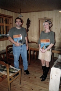 František Pelc with his wife Iveta at the lecture about the expedition to South Africa in 2004