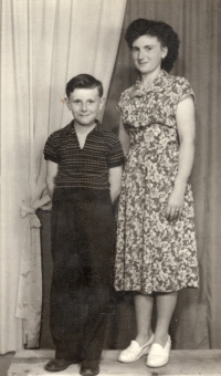 With her brother Antonín, Šumperk, 1950s