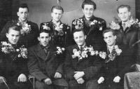 Josef Lacek (second from left above) before joining the military service, 1952