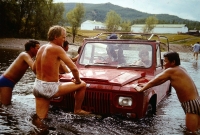 Rescuing an all-terrain vehicle from the Tulla River, Mongolia, 1979