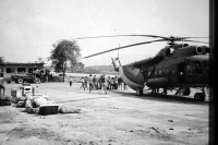 Arrival by helicopter in Hoy Say, Laos, 1985