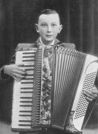 Antonín Konrády with harmonica