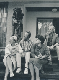 Olga and Miroslav Hudeček with photographer Karel Kestner and his wife, 1980s