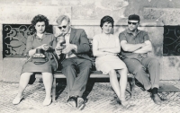 Parents Jaroslav Selucký and Ludmila Selucká (right) with friends, 1960s