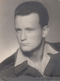 Jan Kabát, brother of Ludmila Cibulka, in a photograph from the war in Jaroměř, 25 June 1959