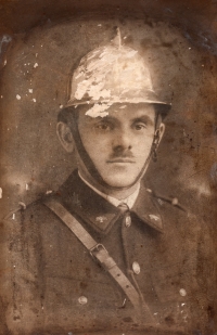 Grandfather Josef Suchánek in firefighter's uniform as chief of the fire department in Karviná-Solc