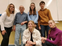 Jaroslav Frolík with the student team during the recording for the Stories of Our Neighbours project, 2023