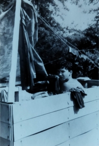 Jiří Kouřil at the scout camp, Vranová Lhota, 1971