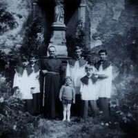 Jan Kouřil as an altar boy at the Capuchins, on the right, Olomouc, ca. 1970s