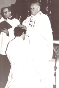 Ordination of Jan Fatka from the hands of Card. Tomášek, 1982