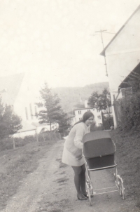 With first-born daughter, 1970