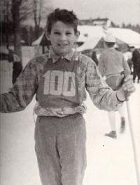 Tomáš Kučera at ski races in Harrachov in the late 1950s